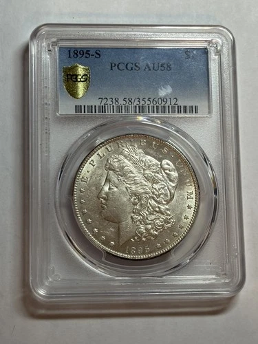 1895-S $1 Morgan Silver Dollar PCGS AU58 Bright White Key Date Looks UNC