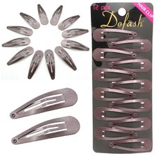 12PCS 2-Inch Brown Snap Hair Clips Metal Basic Grips Hair Accessories for Girls
