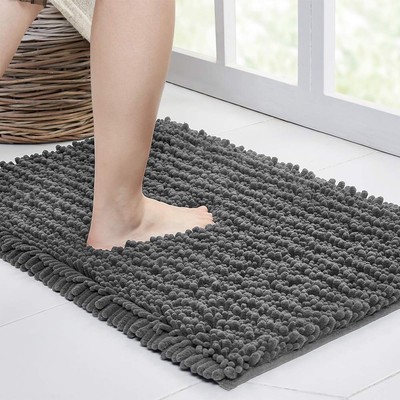 Walensee Bathroom Rug Non Slip Bath Mat (24x17 Inch Grey) Water Absorbent Sup...