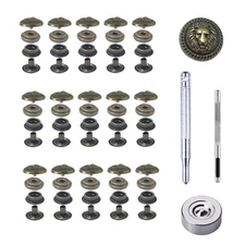 15 Sets Leather Snap Buttons Set 16MM 0.63 inch Bronze Snaps for Leather Snap...