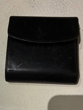 Vintage Coach Black Leather Kisslock Trifold Wallet Coin Purse/Excellent Cond