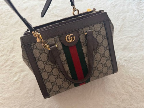 Gucci GG Supreme Ophidia PVCx leather 2 Way Handbag Brown 547551