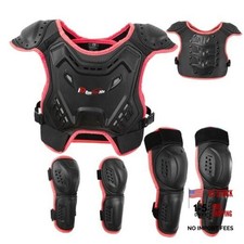 Kids Motocross Vest Suit for Dirt Bike MTB ATV, Back Chest Knee Elbow Pink