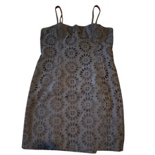 Lilly Pulitzer Shelli Navy Blue Floral Eyelet Tie Back Shift Dress Size 6