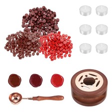 Wax Seal Kit, 150 Wax Beads, Candles, Brown Red/Burgundy/Red