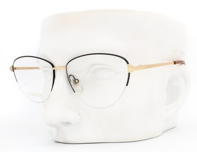 Gucci Semi Rimless Eyeglasses GG 0580O 002 Glasses Black Gold 55-15-145 No Case