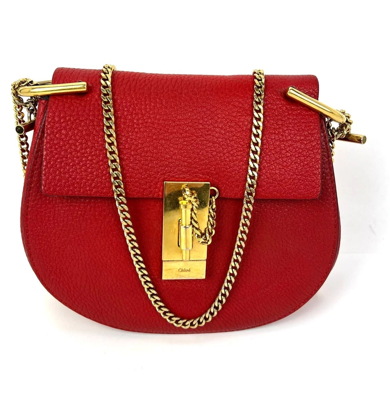 Chloe — Chloe Mini Drew Leather Grained Lambskin Red Crossbody Bag EBAY LIVE