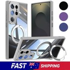 For Samsung S26 Ultra Plus S25 Case Clear Shockproof Rotate Stand Ring Magnetic