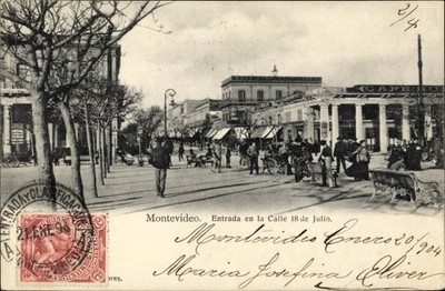 Ak Montevideo Uruguay, Entrada en la Calle 18 de Julio - 3814140