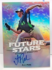 A.J. Puk 2016 Leaf Metal Draft Future Star SILVER Prism Refractor Autograph Auto