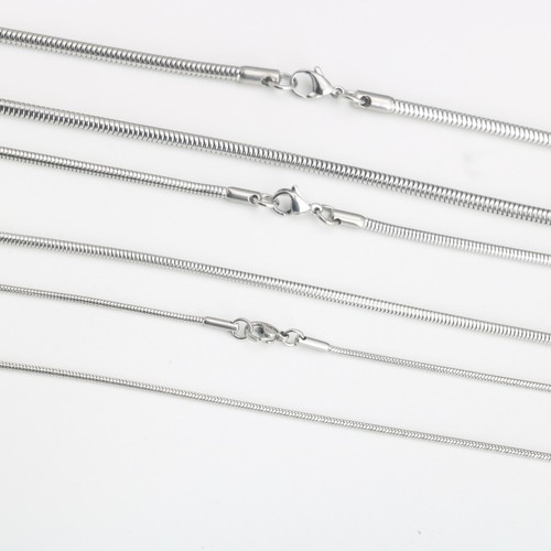 DIY Stainless Steel Silver Round Snake Pendant Chain Necklace Women Men 16-30'' - Picture 2 of 6