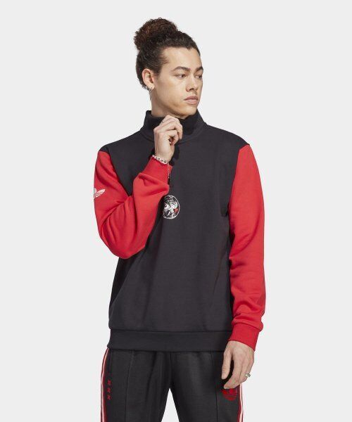 adidas AJAX Amsterdam 1/4 Zip Mens Sweater Jacket Asia-Fit adidas AJAX Amsterdam 1/4 Zip Mens Sweater Jacket Asia-Fit