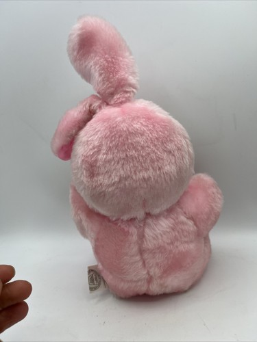 Vtg Pink Easter Bunny Satin Ears Carrot On Chest McCrory 11in Rabbit Stuffed Toy - Picture 4 of 8
