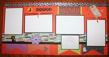 Halloween scrapbook pages 2 each 12 x 12 photo ready Trick or Treat handmade
