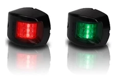 LED NAVIGATION LIGHTS PORT / STARBOARD Real Green / Red LED's Black Case 12 volt