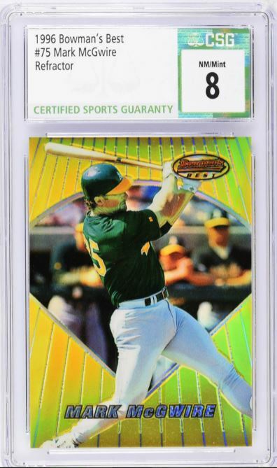 MARK MCGWIRE 1996 BOWMAN'S BEST REFRACTOR #75 CSG 8 NM/MINT OAKLAND ATHLETICS
