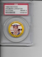 1985 fun food mark langston seattle mariners psa 8 baseball buttons