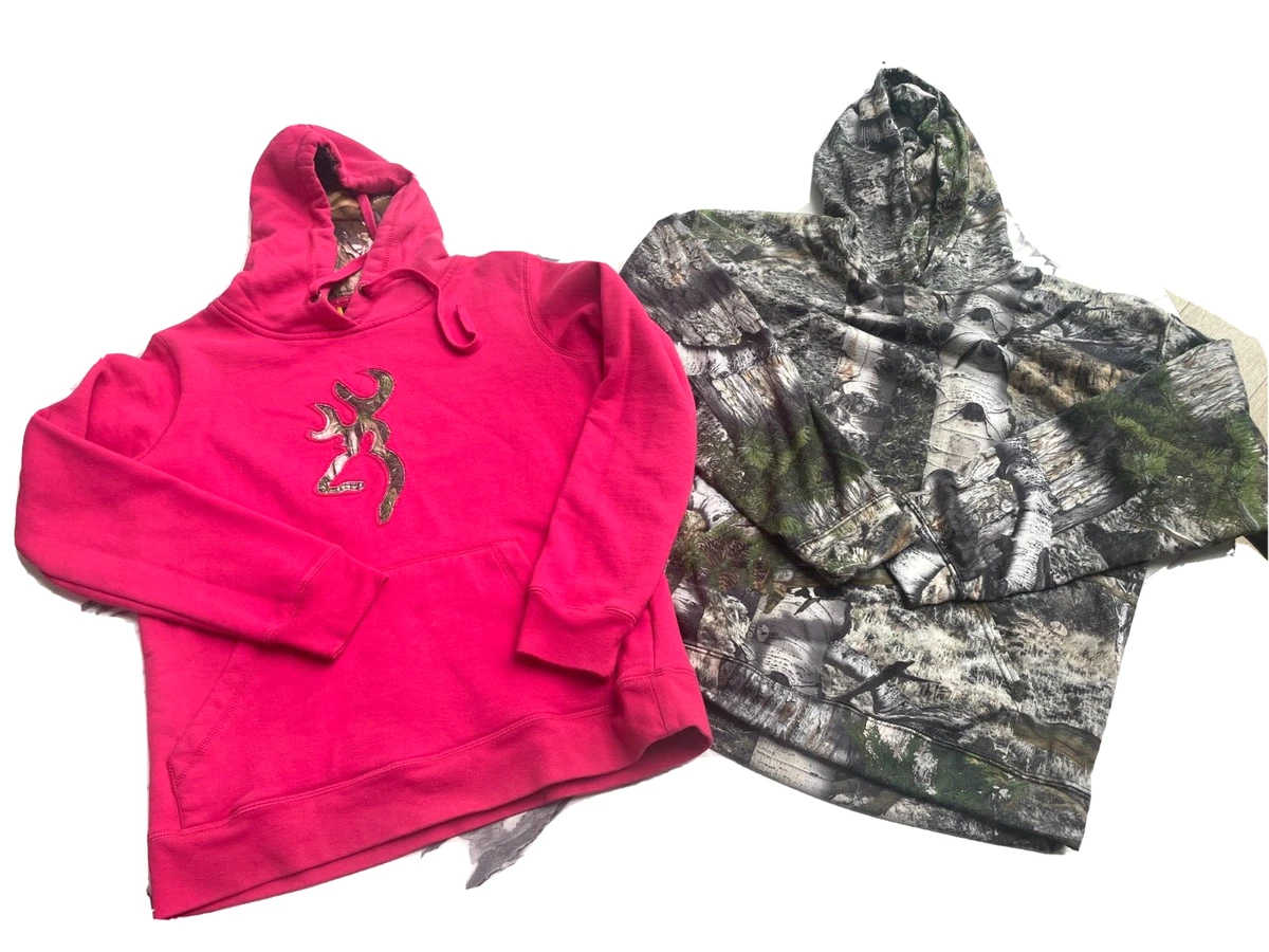 Two Browning Arms Buckmark Pink Mossy Oak Camo Hoodie Sweatshirts