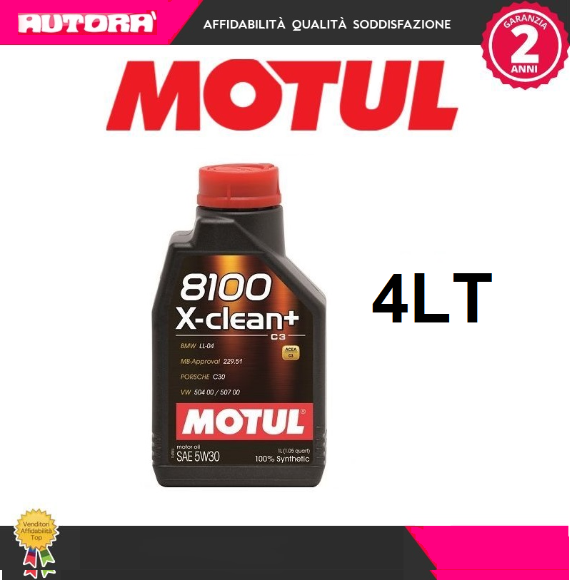 4lt Olio 8100 X Clean+ 5W30 C3 100% Sintetico (MARCA-MOTUL)..