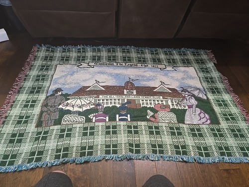 Vintage The Legend Wimbledon Throw Blanket Tennis 80s 90s Knit RARE 47" X 68"
