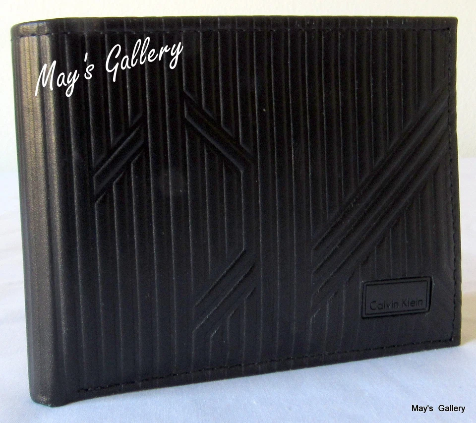 Calvin Klein Pasaporte Billetera Doble Plegable lD Soporte Cuero Cartera Bolso Estuche Hombres CK NUEVO EN CAJA Foto 3 de 4