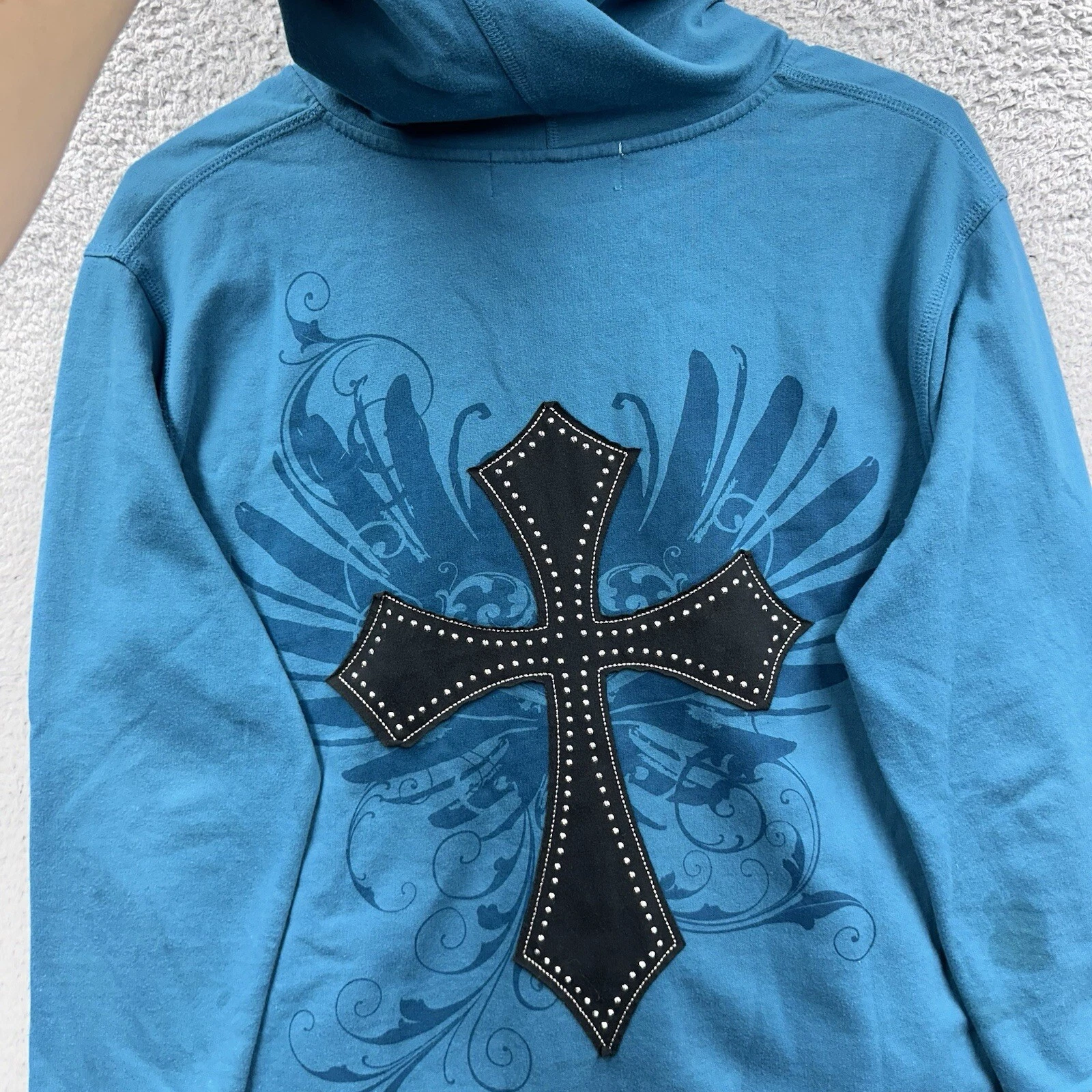 VETEMENTS Felpa con cappuccio Bit Bridle donna 1x nera logo grafica cowgirl rodeo full zip