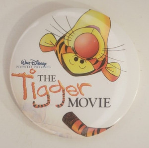 Lot of 2 Vintage 2000 Disneys Tigger Movie Promo Round and Rectangular Pinbacks