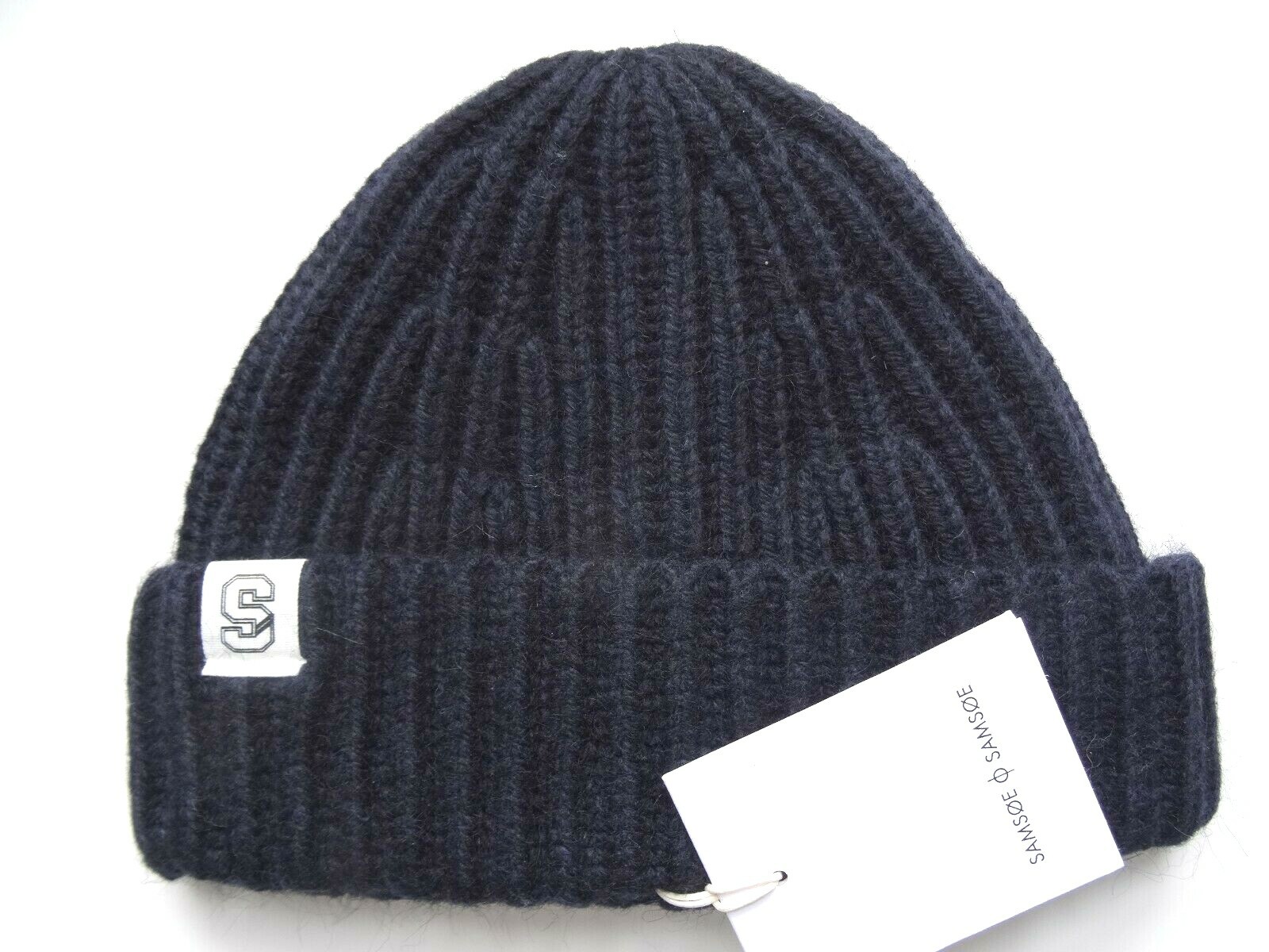 SAMSOE SAMSOE Night Sky Navy Chunky Dockyard Wool BEANIE Hat CUFF Toque Tag