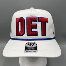 47 Brand Hitch NBA Detroit Pistons Adjustable Rope Hat. Red, White & Blue Cap.
