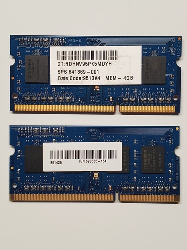 GENUINE HP 8GB (2x4GB) 1RX8 PC3-12800S SODIMM MEMORY RAM TESTED - Afbeelding 2 van 2