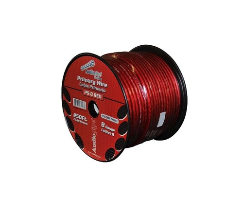 Audiopipe® PS-8RED - 8 AWG Single 250' Red Stranded GPT Primary Speaker Wire
