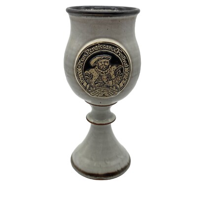 Deneen Texas Renaissance Festival 1985 Stoneware Cup Goblet Chalice vintage 12oz