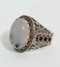 925 Silver Solitaire Jade Ring Man Sterling Jade