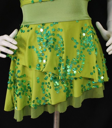 Kelle' Green Sequined Skirted Leotard Dance Costume Size Adult Small - Picture 5 of 10