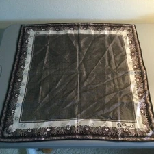 Vintage Paoli  SATIN ACETATE Scarf  Mod 23"Square Brown Japan Rolled Edge MCM H1