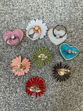 360 Rotating Crystal Finger Ring Stand Holder For Cell iPhone-FLOWERS/HEART NEW