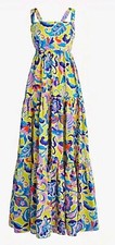 J Crew Tiered taffeta maxi dress floral Bright Yellow Size 4 Nwt