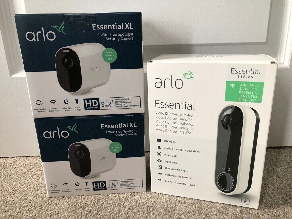 x ARLO ESSENTIAL XL CAMERA WIRE FREE BATTERY VIDEO DOORBELL