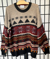 Suéter Tejido Vintage Años 70 Sergio Di Laurenti Lana Merino Suéter Para Hombre Talla XL