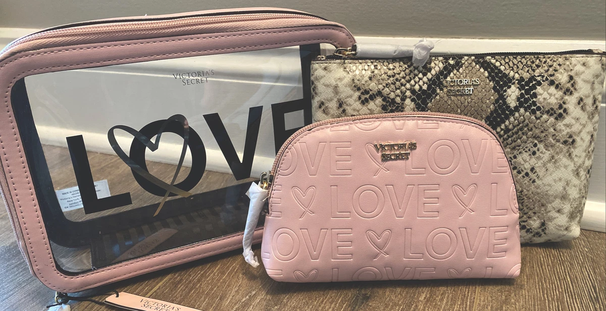 Victoria s Secret VS Set Of 3 Beauty COSMETIC Bag Train Case Tote Make Up NEW