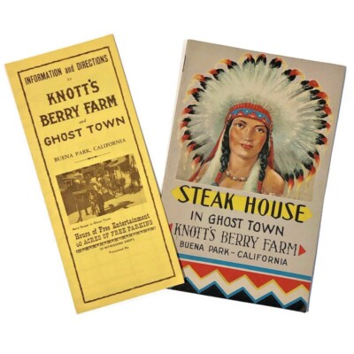 1950s Knott's Berry Farm Steak House Ghost Town Menu Booklet Map Buena Park CA