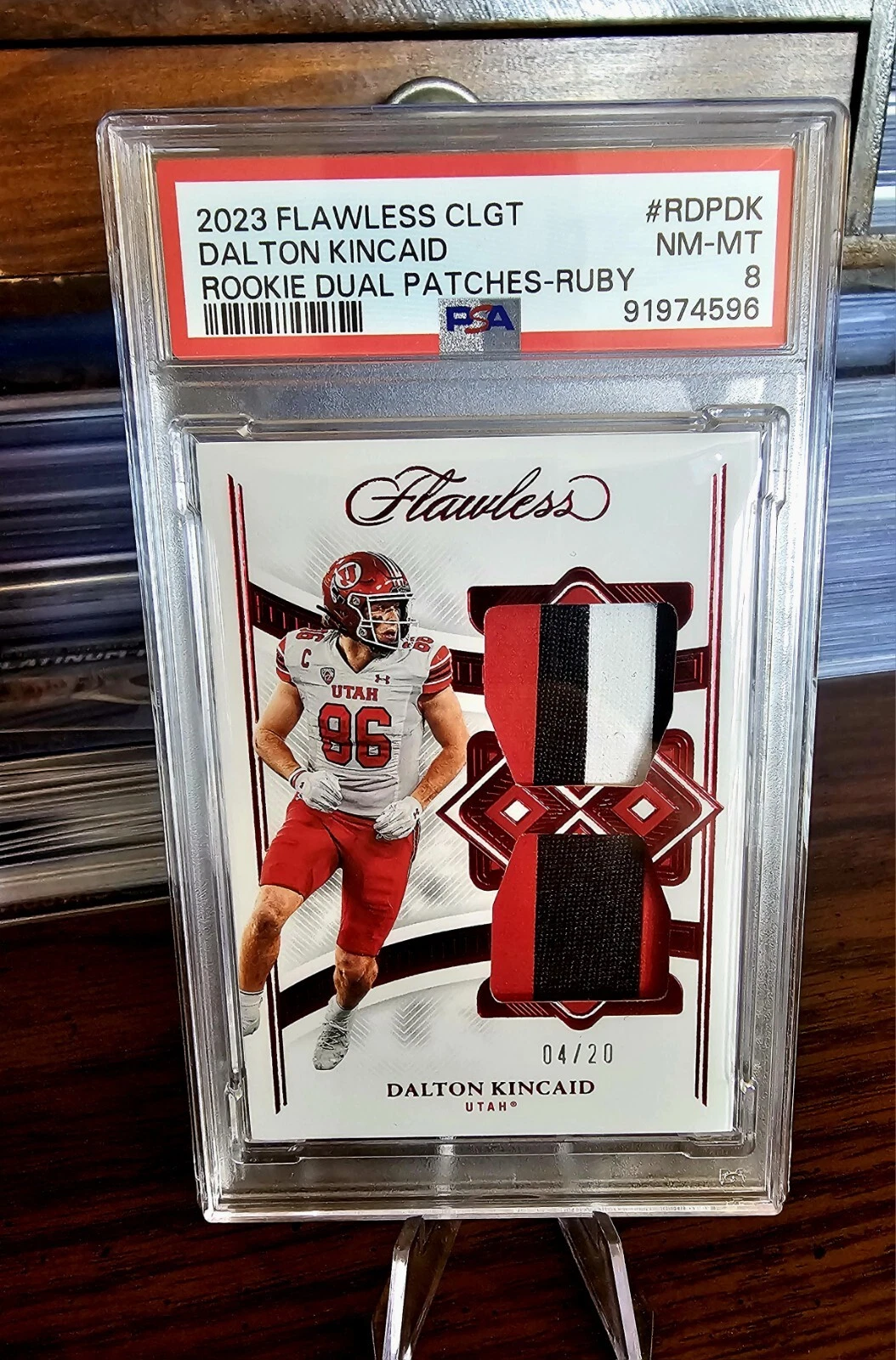 Dalton Kincaid Panini Flawless Collegiate Rookie Dual Patches #RDPDK Ruby