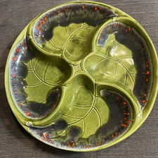 Vtg Santa Anita Ware Divided Leaf Platter Dish Ochre R152 California Pottery