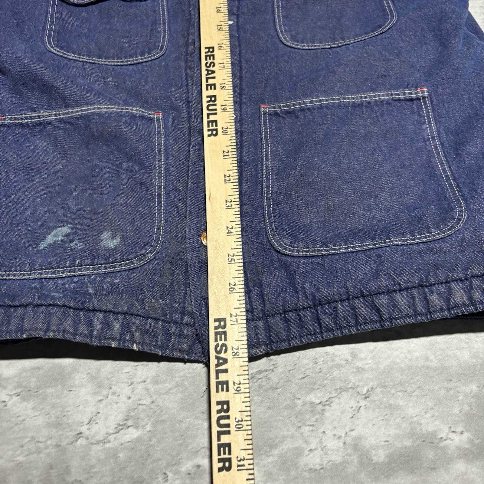 Vintage Wrangler Chore Jacket Men's 42 Blue Denim Blue Bell Blanket Lined USA*