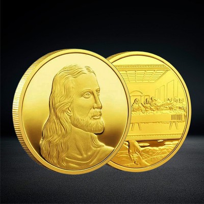 10pcs Jesus Christ Metal Medal Gold-plated Religious Belief Coin Collection Gift