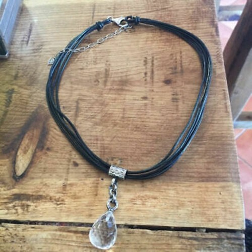 Collar Colgante de Cuarzo Facetado Silpada Plata Esterlina Cuero Negro N1494 WOW - Imagen 11 de 12