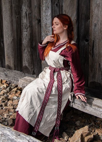 Mittelalter Überkleid Hildegard natur schwarz grün rot braun LARP Wikinger - Bild 14 von 24