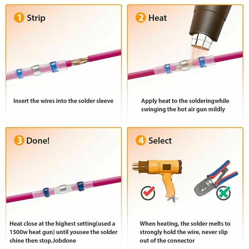 800x Solder Seal Sleeve Heat Shrink Butt Wire Connectors Terminals Waterproof AU - Picture 4 of 12