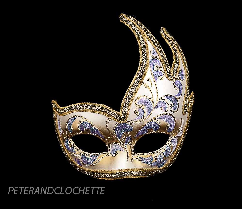 Máscara Disfraz Lobo de Venecia Colombina Cisne Púrpura Dorado # 833 V83