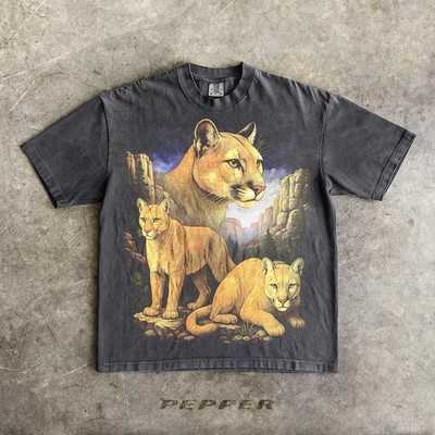 Vintage Mountain Lion Comfort Tee Retro Style Big Cat Animal Graphic Shirt